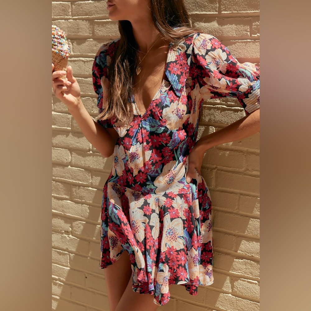 NWT Free People | Sugar Crush Floral Print Mini Dress Sz S